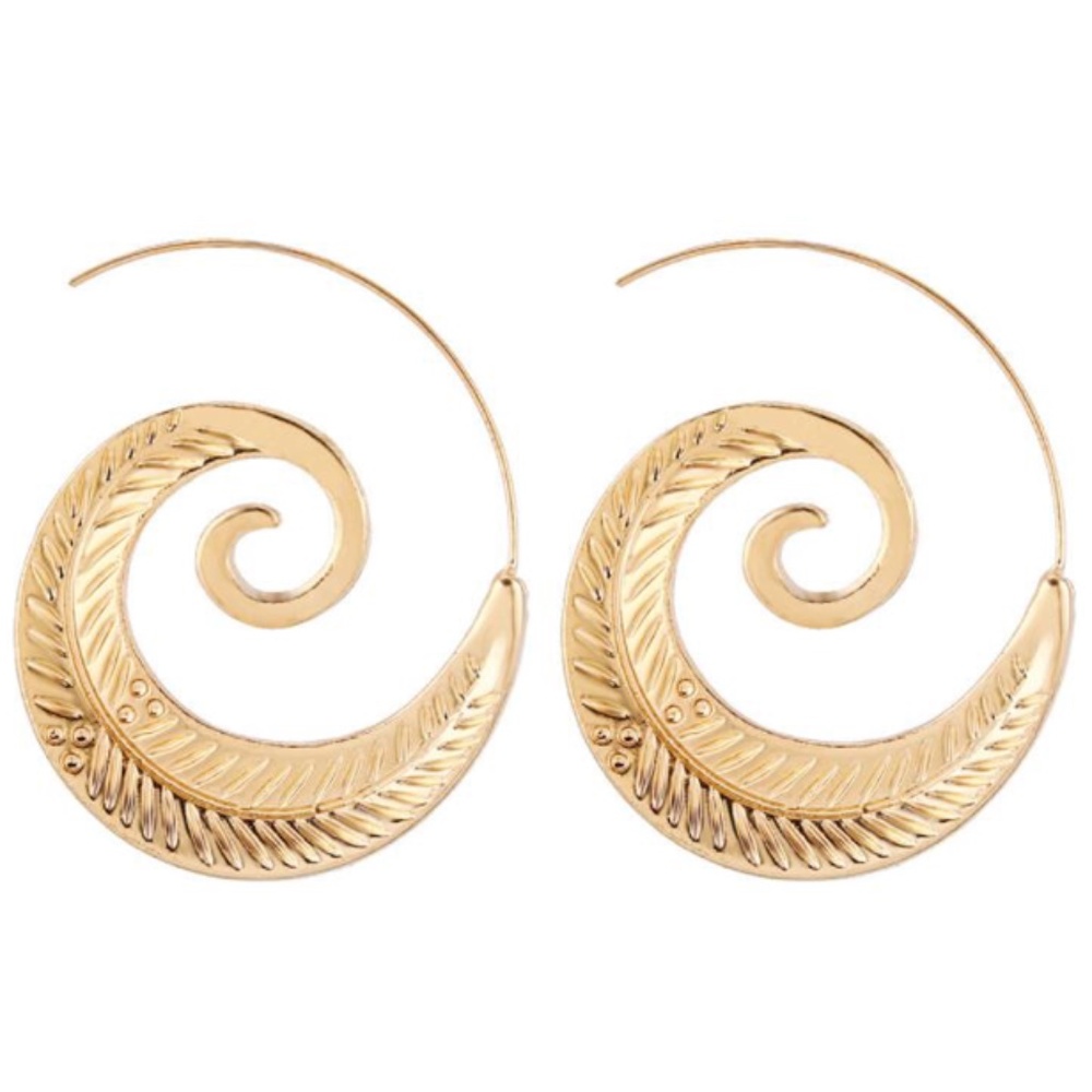Ethnic Bohemian Spiral Swirl Earrings - Picture 14 of 14